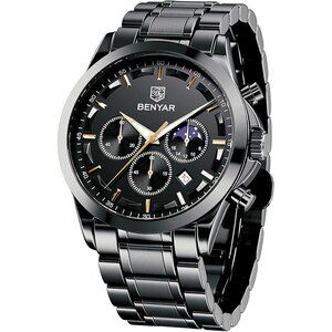 Men Black Analog Quartz Waterproof Wrist Watch Casual Sport Designer Dress Watch